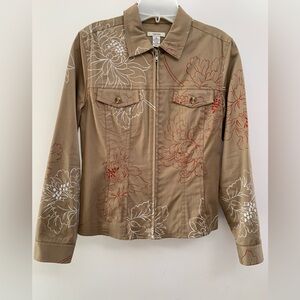 Tyler Boe Floral Print Stretch Cotton Jean Jacket & Skirt Set